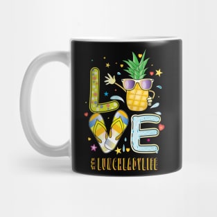 Love lunchlady Life Pineapple Sunglasses Flip Flop Mug